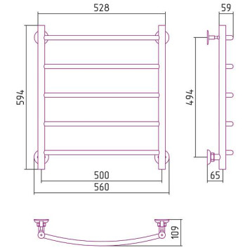 Стилье Версия-Н2 Полотенцесушитель водяной 50x60h, цвет белый 12622-6050-2