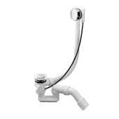 Слив-перелив п/автомат для ванны с внешним кабелем L=700мм регулируем.сифоном, вентиль и клапан латунь, с гофротрубой, хром ST-0000010