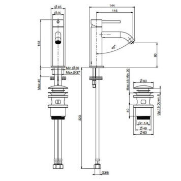 Carlo Frattini Spillo Steel Смеситель для раковины, на 1 отверстие, с донным клапаном click-clack, цвет: INOX. F3071INOX-1
