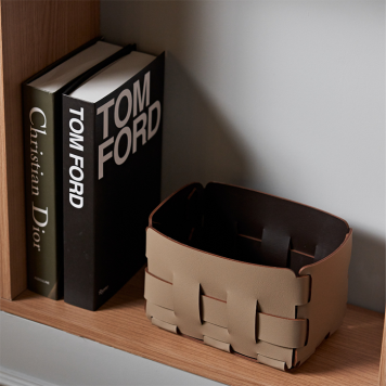 ADJ Корзинка Mini Bottega, 19x19xH13 см., цвет: капучино/шоколад-1