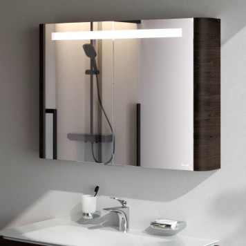 M30MCX1001TF Зеркальный шкаф с подсветкой 100 см, табачный дуб-2