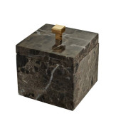 3SC Palace Marmo Баночка универсальная, 11x11xh13,5 см, с крышкой, настольная, цвет: мрамор Emperador dark/золото 24к. . PA48AEMGD