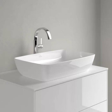 VilleroyBoch Artis Раковина 58х38.5х12.5см., накладная, без отв., без перелива, TitanCeram, цвет: альпийский белый. 41725801-7