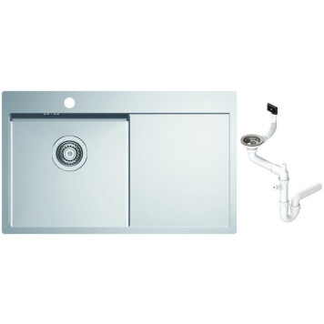 Alv 1124384 Quarto 30 Мойка F/S, 1 чаша, 1 мм, BRS, 3½ 780x480х190 мм+сифон 1130551, 450 мм 1124384