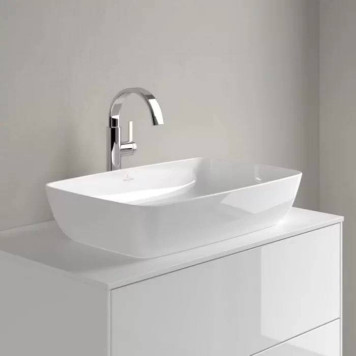 VilleroyBoch Artis Раковина 58х38.5х12.5см., накладная, без отв., без перелива, TitanCeram, цвет: альпийский белый. 41725801-11