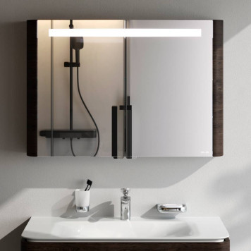 M30MCX1001TF Зеркальный шкаф с подсветкой 100 см, табачный дуб