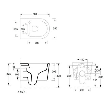 Alice Form Унитаз 50х35см., подвесной, безободковый, с сиденьем и крышкой с микролифтом, с набором для крепления, цвет: белый глянцевый. 22300101SET-9