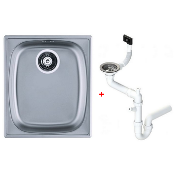 Alv 1082195 Basic 10 Мойка врезная, 0,6 мм, NAT, 3½ 380х440х145 мм + сифон 1130550, шкаф 400 1082195