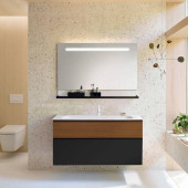 Burgbad Fiumo Комплект подвесной мебели 122х49х61см, с раковиной на 1 отв., ручки черные матовые, цвет: Tectona Dekor Zimt / Graphit Softmatt. SFXN122F3958FOT52G0200C0001*1