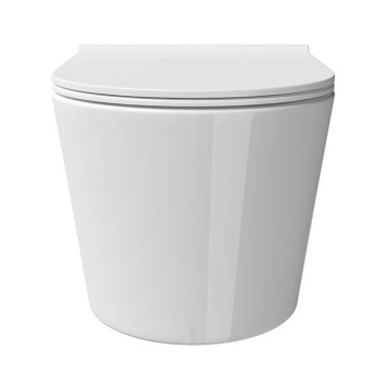 Alice Form Унитаз 50х35см., подвесной, безободковый, с сиденьем и крышкой с микролифтом, с набором для крепления, цвет: белый глянцевый. 22300101SET-4