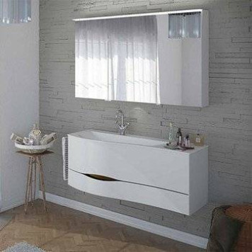 BurgBad Sinea 2.0 Тумба 1210х475 мм. с 2 мя выдв. ящик,рак.из мин. литья, подвесная, цвет белый гл.-1