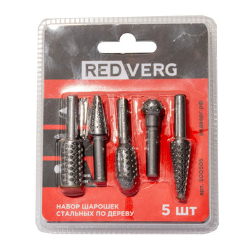 Набор шарошек стальных REDVERG по дереву (5 шт) (500505)