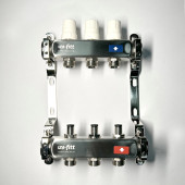 Колл.группа 1 х 3 вых 3/4 с балансировочными и термостатическими вентилями без конц, нерж. cталь