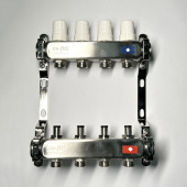 Колл.группа 1 х 4 вых 3/4 с балансировочными и термостатическими вентилями без конц, нерж. cталь