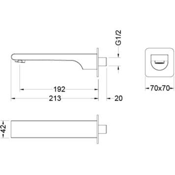 AQ1441MB ЛИРА излив для ванны 192 мм, матовый черный AQ1441MB-1