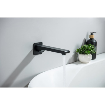 AQ1441MB ЛИРА излив для ванны 192 мм, матовый черный AQ1441MB-2