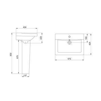 131108S0011B0 Умывальник Орион с переливом белый 572х424 1.3110.8.S00.11B.0-2