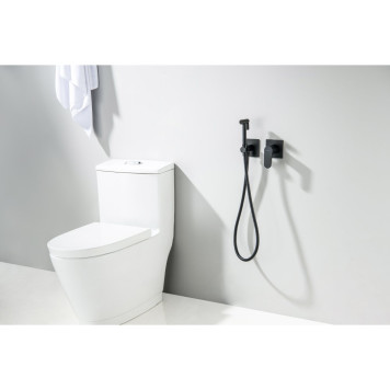 AQ1220MB ОБЕРОН комплект для гигиенического душа встроенный 2 отв. (смеситель + гигиеническая лейка + шланг), матовый черный AQ1220MB-2