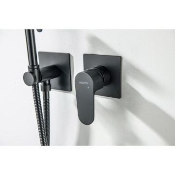AQ1220MB ОБЕРОН комплект для гигиенического душа встроенный 2 отв. (смеситель + гигиеническая лейка + шланг), матовый черный AQ1220MB-4