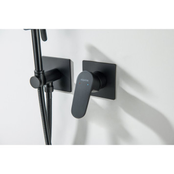 AQ1220MB ОБЕРОН комплект для гигиенического душа встроенный 2 отв. (смеситель + гигиеническая лейка + шланг), матовый черный AQ1220MB-5