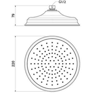 AQ2088CR КЛАССИК верхний душ 220 мм AQ2088CR-1