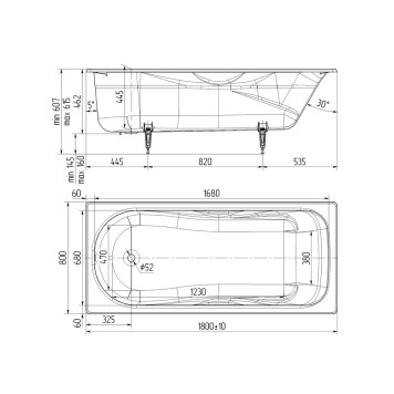 Wotte Comfort 1800х800х462 ванна чугунная (БП-э00д1475) Comfort 1800x800-2