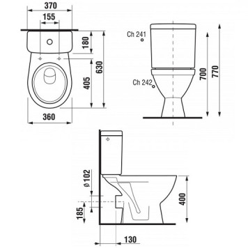 LYRA PLUS 2638.6.000.242.1 унитаз напол., подвод воды снизу (старый арт. 2638.6.000.242.9) 2638.6.000.242.1-7