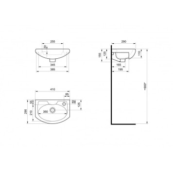1.WH11.0.254 АЗОВ умывальник 40 см 1.WH11.0.254-3