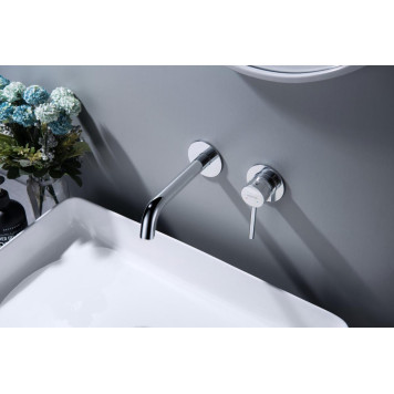 AQ1313CR ЕВРОПА смеситель для раковины настенный 2 отв. (внешняя и скрытая часть) AQ1313CR-7