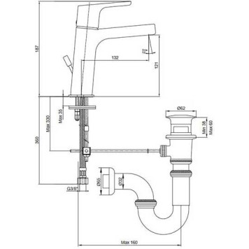 102108947EX LUNA смеситель для раковины 121 102108947EX-1