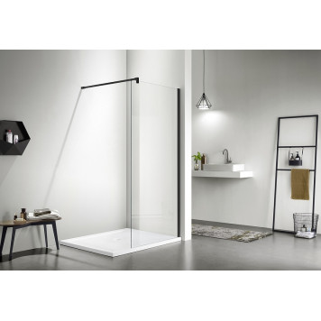 AQ WIW 12020BL Душевая перегородка Walk in с держателем 1200x2000 профиль черный, стекло прозрачное AQ WIW 12020BL-3
