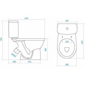 1.WH30.2.146 БОРЕАЛЬ унитаз-компакт, антивсплеск, 2 реж., soft-close 1.WH30.2.146-1