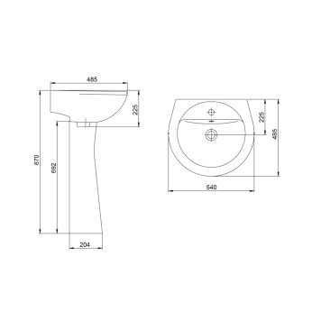 131112S0011B0 Умывальник Соната с переливом белый 540х485 1.3111.2.S00.11B.0-2