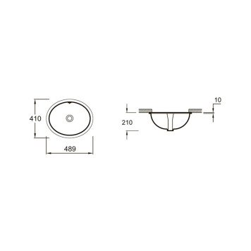 E2210-0 Caxton раковина встраиваемая снизу 49x41 cm, белая с отв перелива E2210-0-1