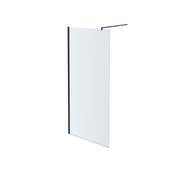 AQ WIW Print 10020BL Душевая перегородка Walk in, с держателем 1000x2000 проф. черный, стекло прозрачное черный принт AQ WIW Print 10020BL-1