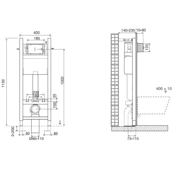 E21770RU-00 Подвесной унитаз c инсталляцией 40 см Jacob Delafon Vox, сиденье тонкое микролифт, клавиша хром (E33131RU+EDM102+E20142+E4316-CP) E21770RU-00-3