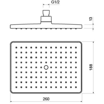 AQ2087MB прямоугольный верхний душ 26018868 мм, матовый черный AQ2087MB-1