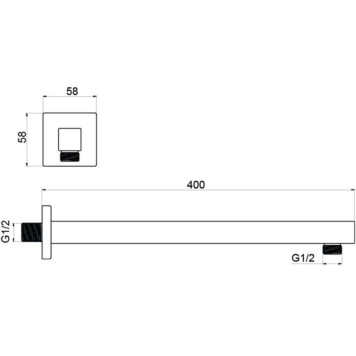 AQ2177CR держатель верхнего душа настенный 400 мм AQ2177CR-1