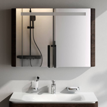 M30MCX1001TF Зеркальный шкаф с подсветкой 100 см, табачный дуб-1