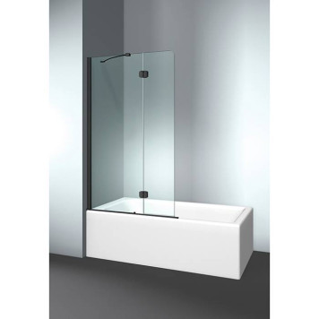 VismaraVetro Шторка на ванну PV 54х150Hсм, размер 90-92(50+40)см, SX (левая), стекло Transparent 04, Matt Black 09, петли С67 внутр. открытие, TPA. VPV040905401500ST