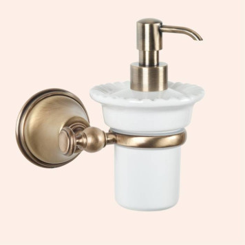 TW Harmony 108, подвесной дозатор для ж/мыла, керамический (белый), цвет: бронза-1