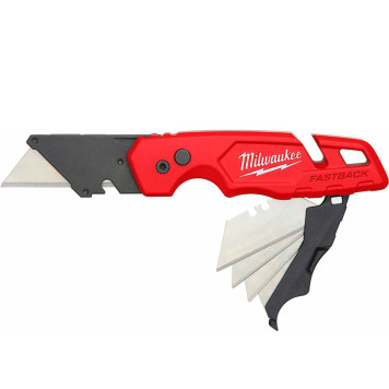 Нож Milwaukee FASTBACK складной с отсеком для хранения лезвий (трапец. лезвия) (358)