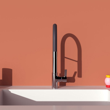 Ideal Standard Gusto Смеситель для кухни, на 1 отв., с высоким трубчатым вытяжным изливом R-типа, цвет: хром. BD417AA-2