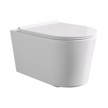 Alice Form Унитаз 50х35см., подвесной, безободковый, с сиденьем и крышкой с микролифтом, с набором для крепления, цвет: белый глянцевый. 22300101SET-1