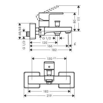 Hansgrohe Vernis Shap Смеситель для ванны, однорычажный, цвет: матовый черный. 71450670-1