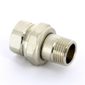 Разъёмное соединение прямое НВ 1/2 с прокладкой O-RING, никелированное