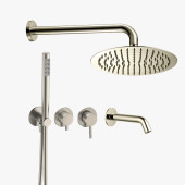 AQM8408BN Набор для комплектации ванны с изливом, верхним и ручным душем,никель шлифованный AQM8408BN