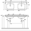 Kerasan Waldorf Раковина 150х55 см, 3 отв., двойная, керамическая, цвет: белый/хром