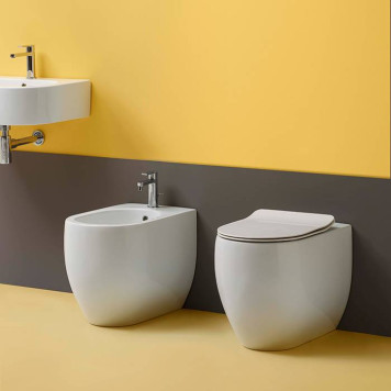 Kerasan Flo биде напольное приставное 55х37см, с 1 отв., цвет: белый-2