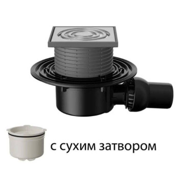 Трап Fachmann 122 x 122 мм T 310.0 SNsP сухой сифон горизонтальный выпуск 50/75/110 нержавеющая сталь-1